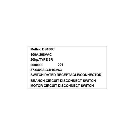 Meltric 37-64233-C-K16-263 RECEPTACLE 37-64233-C-K16-263